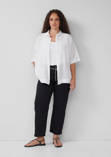 Cropped-Jeans / Mid Rise / Straight Fit / offener Saum