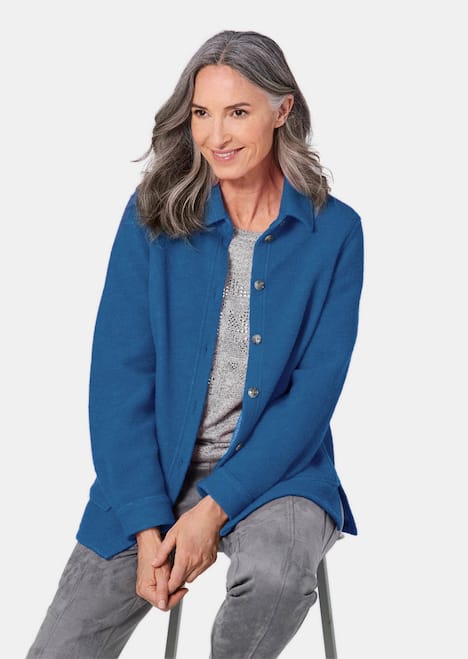 Lässige Wolljacke mit Hemdkragen