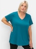 Funktionsshirt Funktionsshirt mit V-Ausschnitt Kurzarm Uni Rundhalskragen