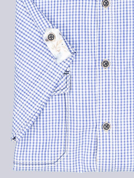 Herren Kurzarm-Hemd kariert , Royalblau