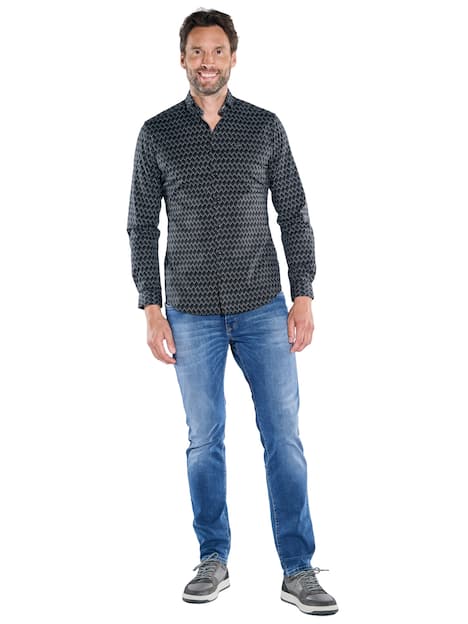 engbers Herren Langarm-Hemd gemustert , Schwarz