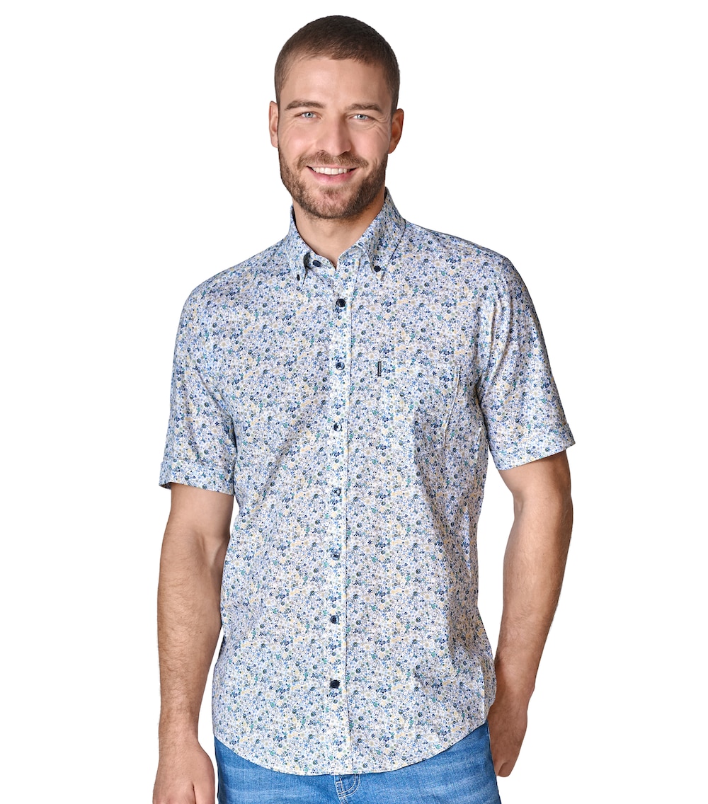 Leinenhemd Kurzarm Print Casual Fit