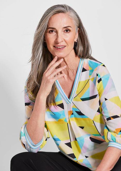 Viskose-Tunika mit 3/4-Arm und Druck