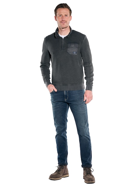 Herren Sweatshirt Stehbund , Anthrazit