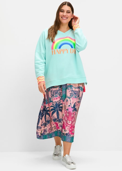 Sweatshirt Langarm Sonstiges Muster Ohne Kragen