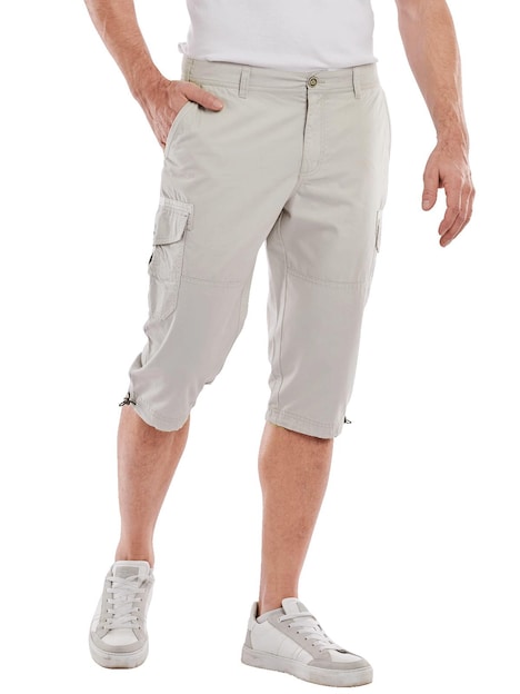 Herren Capri-Hose regular , Kieselgrau