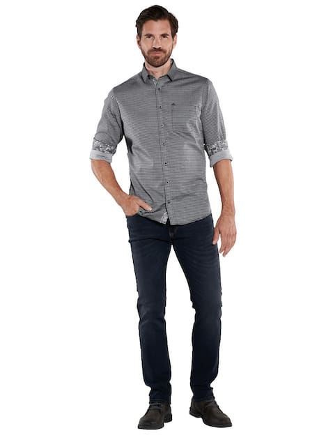 engbers Herren Langarm-Hemd strukturiert , Hellgrau