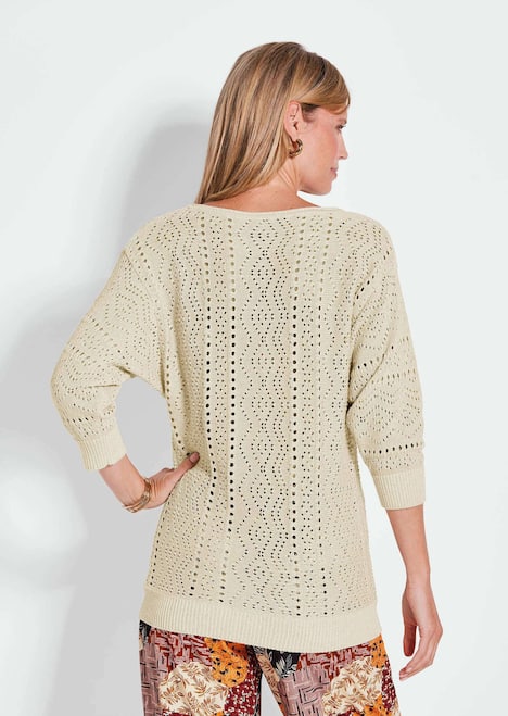 Weißer Halbarmpullover