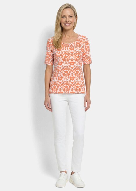 Viskoseshirt mit femininem Ornamentmuster