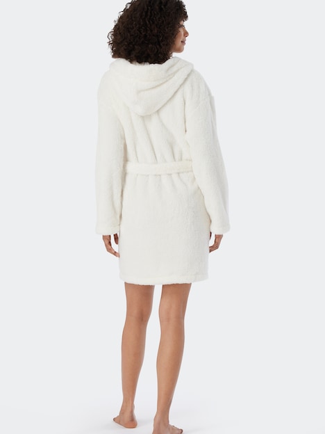 Schiesser Damen Bademantel Teddy Fleece - off-white