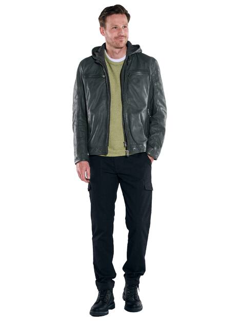 engbers Herren Lederjacke regular , Dunkelgruen
