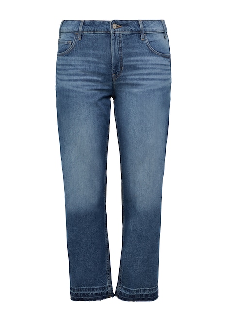 Cropped Jeans / Mid Rise / Straight Fit / mit Saumdetails