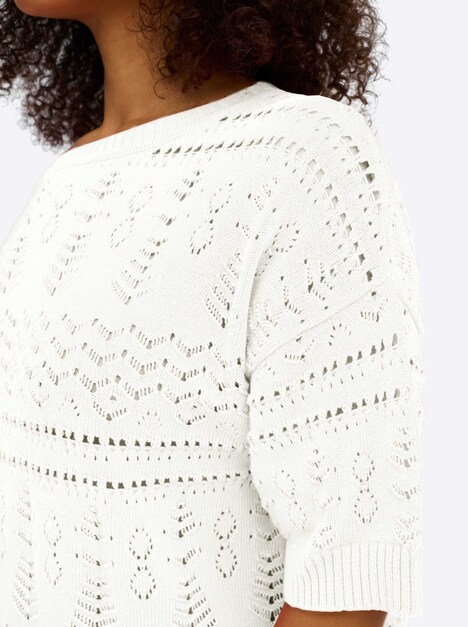 Kurzarm-Pullover Kurzarm Ajour