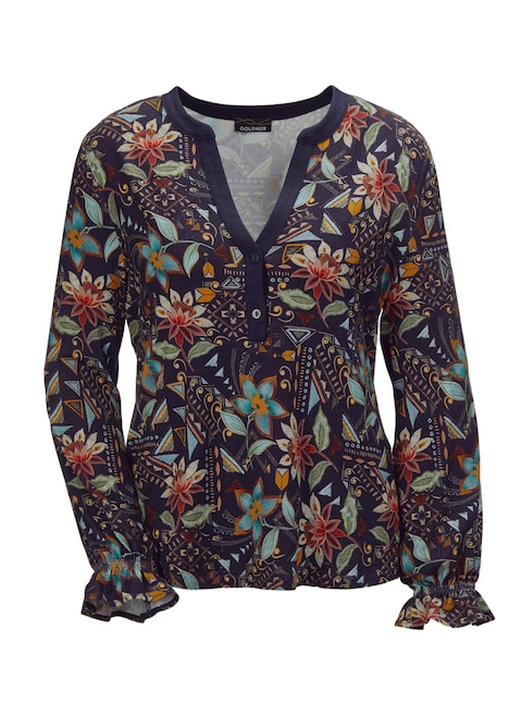 Bedrukt shirt met volantmouwen
