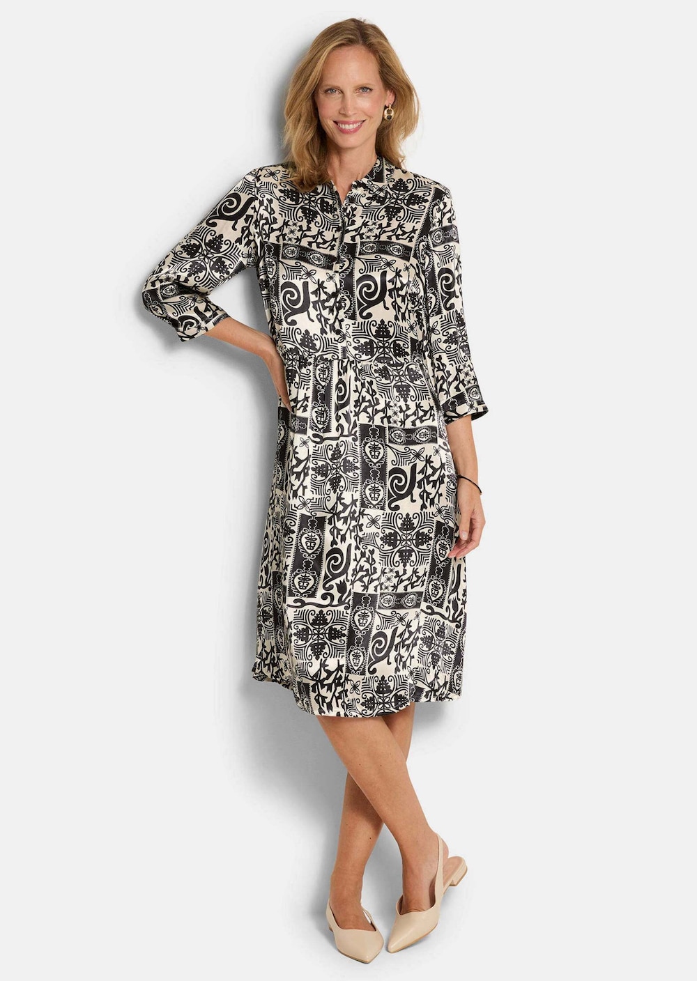 Viskosekleid mit Bicolor-Print