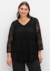 Spitzenshirt 3/4-Arm-Shirt aus elastischer Spitze, gefüttert 3/4-Arm Uni Ohne Kragen