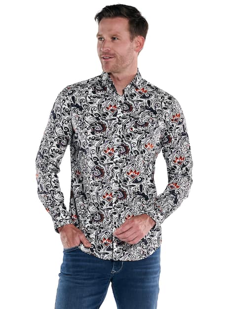 engbers Herren Langarm-Hemd gemustert , Rostorange