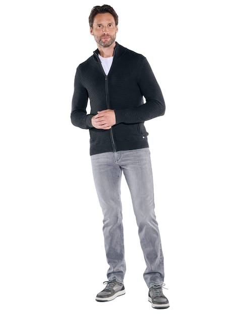 engbers Herren Strickjacke strukturiert , Anthrazit