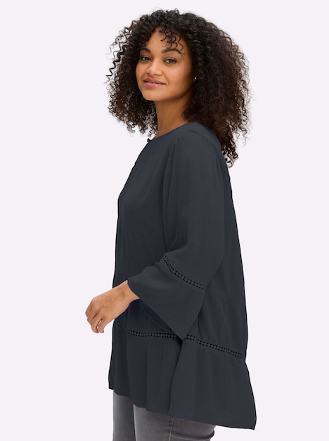 3/4-Arm-Bluse 3/4-Arm Ohne Kragen