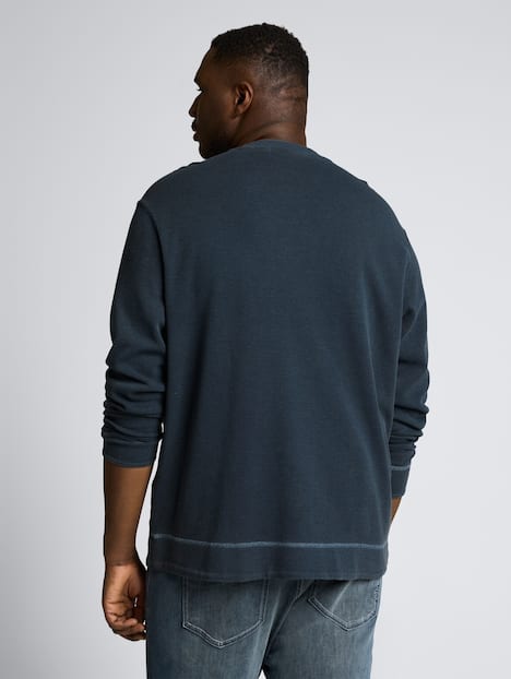 Henley Langarmshirt mit Waffelstruktur