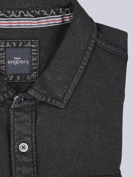 Herren Poloshirt mit durchgehender Knopfleiste , Anthrazit