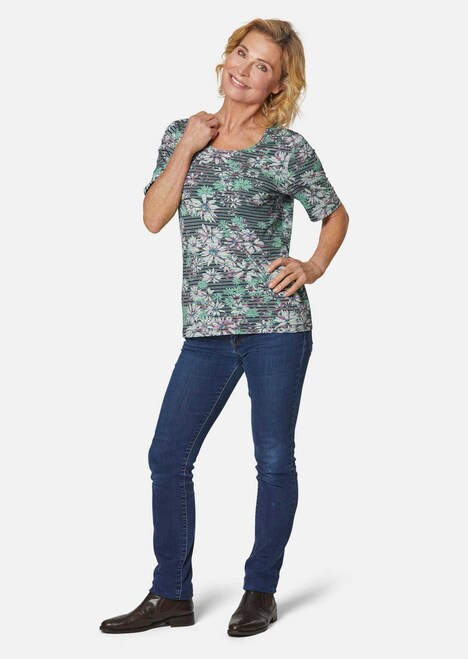 Gestreepte shirt met bloemmotief