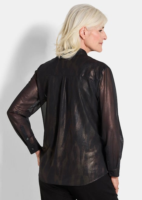 GOLDNER Blouse Blouse van semi-transparant mesh