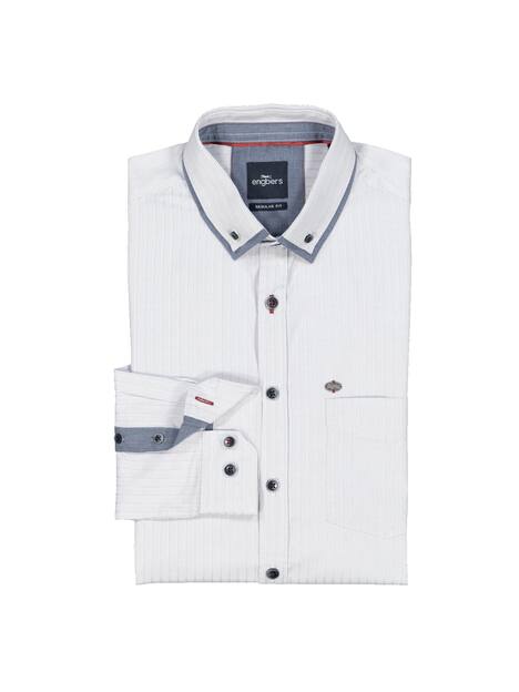 engbers Herren Langarm-Hemd gestreift , Naturweiss