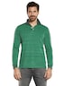 Herren Langarm-Shirt mit Polokragen , Grasgruen