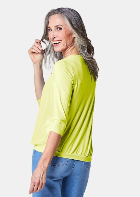 Chiffon-Shirt mit 3/4-Arm, Rundhals