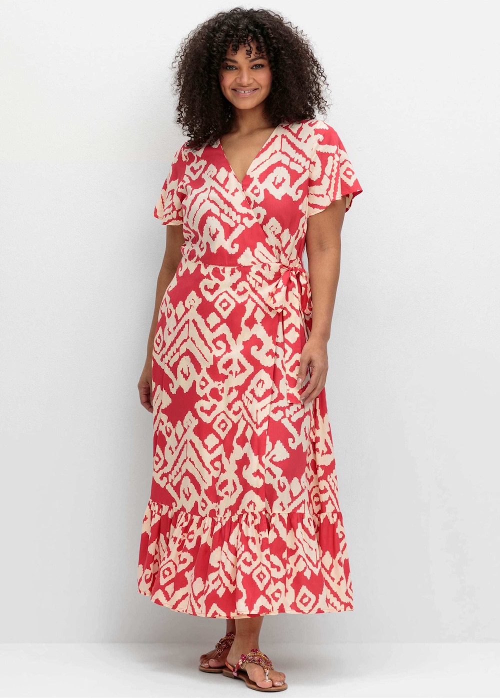 Maxikleid Kurzarm Blumen Ohne Kragen