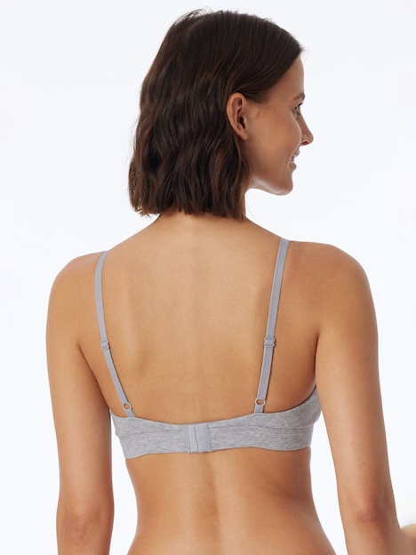 Schiesser Damen Bügelloser BH Pure Rib - grau-mel.