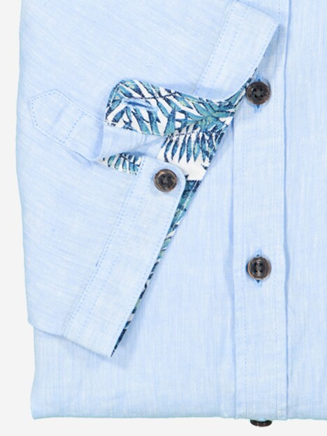 Herren Kurzarm-Hemd aus Leinen , Hellblau