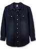 Jeansbluse Jeansbluse mit Druckknöpfen Langarm Uni Hemdkragen