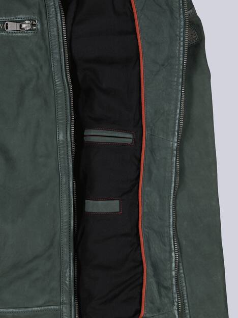 engbers Herren Lederjacke mit Stehkragen , Dunkelgruen