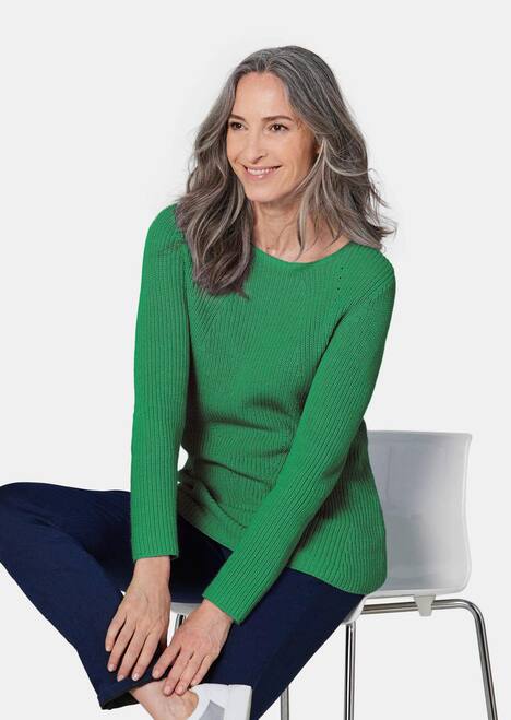Figurschmeichelnder Pullover aus reiner Baumwolle