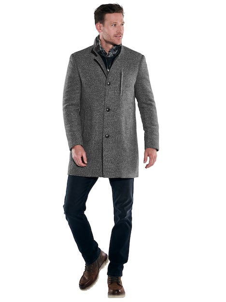engbers Herren Mantel mit heraustrennbarem Kragen , Grau