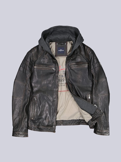 Herren Lederjacke , Schwarzbraun