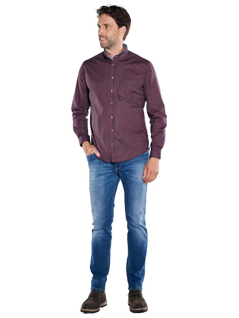 Herren Hemd langarm , Bordeaux