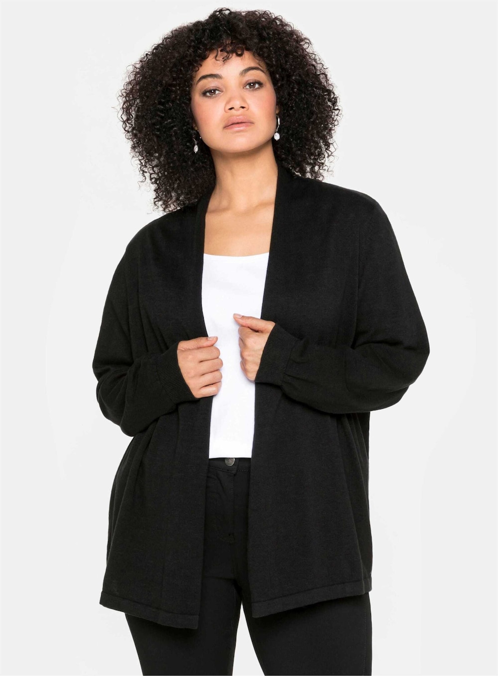 Strickjacke Langarm Uni Schalkragen