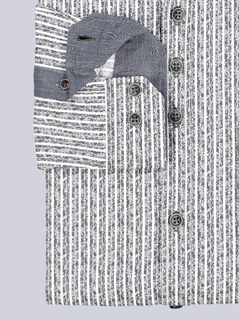 Herren Langarm-Hemd gestreift , Oliv