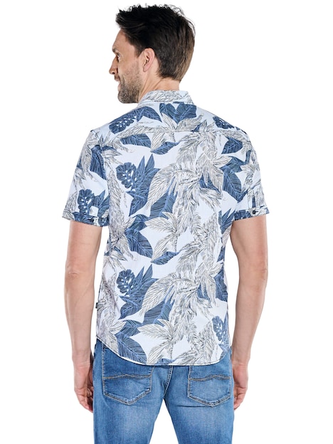 Herren Gemustertes Kurzarmhemd mit Brusttasche , Hellblau