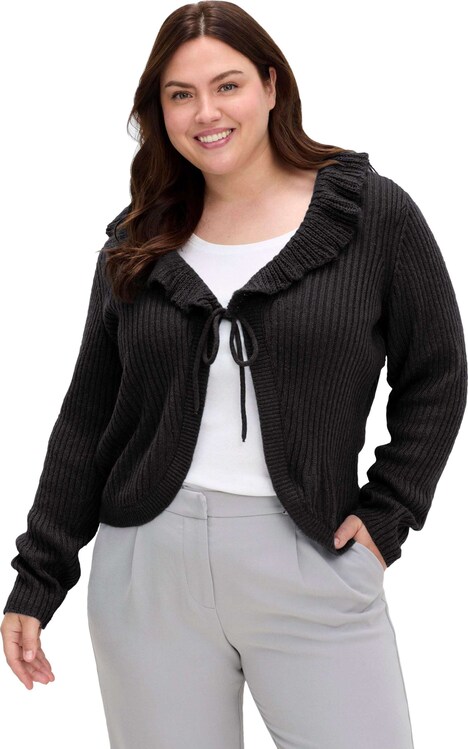 Strickjacke Langarm Volantkragen