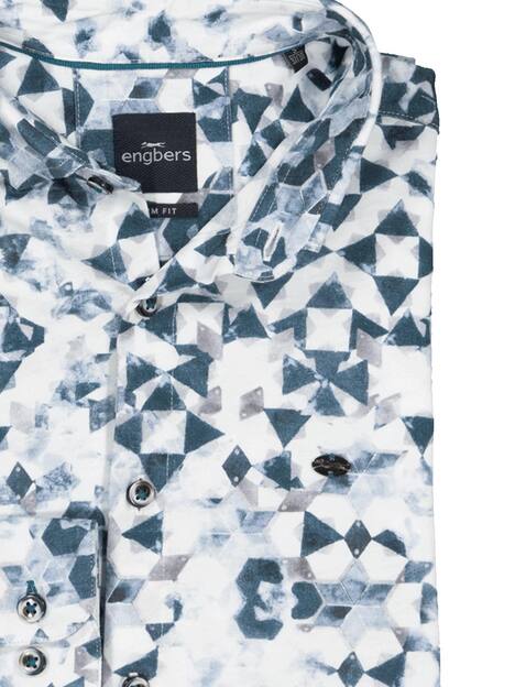 engbers Herren Langarm-Hemd gemustert , Blautuerkis