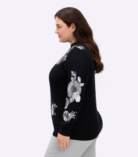 Pullover Langarm Rippoptik Stehkragen