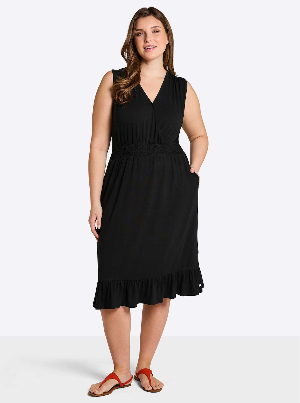 Jersey-Kleid Ärmellos Ohne Kragen
