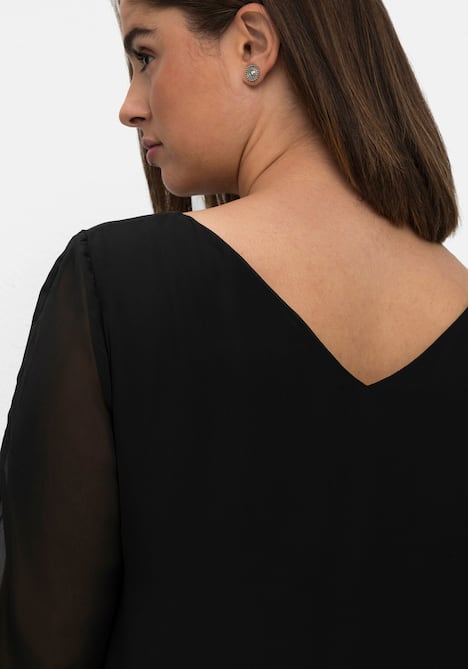 Midikleid 3/4-Arm Uni Ohne Kragen