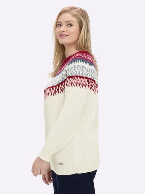 Pullover Langarm Jacquard Sonstiges Muster Ohne Kragen