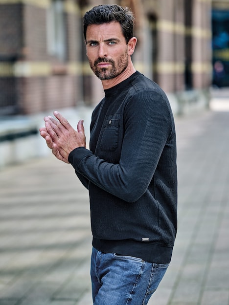 engbers Herren Langarm-Shirt uni , Anthrazit