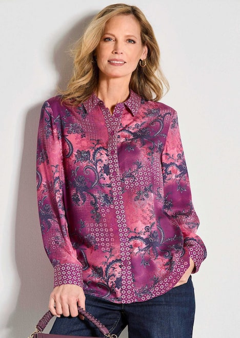 GOLDNER Blouse met print Overhemdblouse van viscose-satijn
